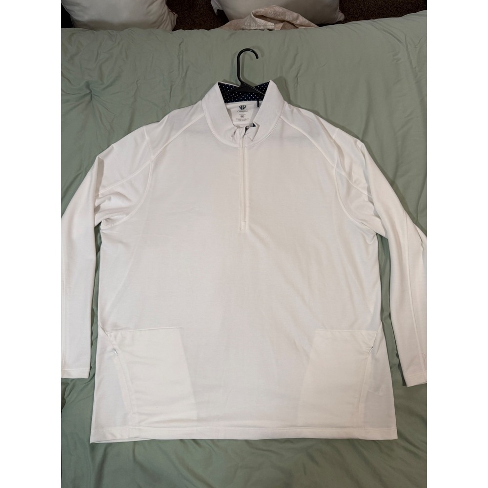 Graham Luxe Mens White Quarter Zip Pullover Long Sleeve Performance Top 3XL
